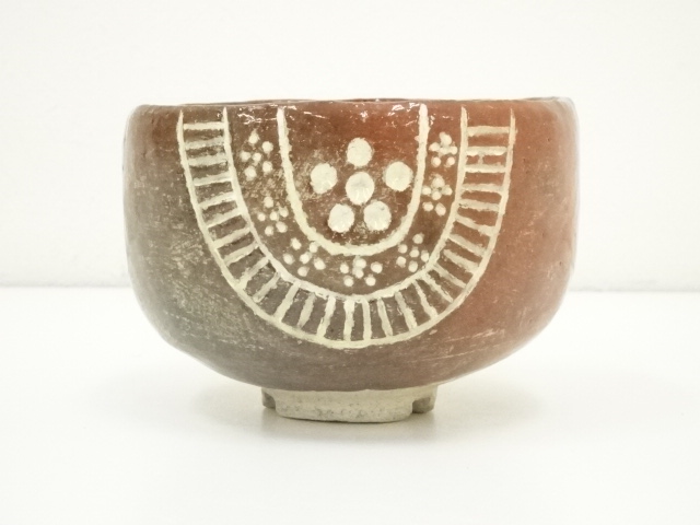 道具 ] - 道具 印南窯 井上方竹造 赤楽俵茶碗（銘：みのり）（前大徳